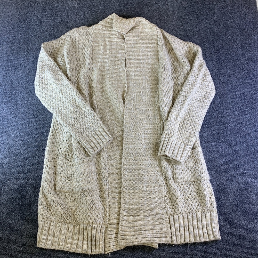 Cabela's Cardigan Sweater Womens Small Beige Chunky Knit Acrylic Open Front
